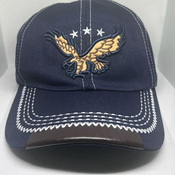 🦅 Navy Blue Baseball Cap – Eagle Embroidery with Stars & Contrast Stitching 🦅 - Picture 1 of 4